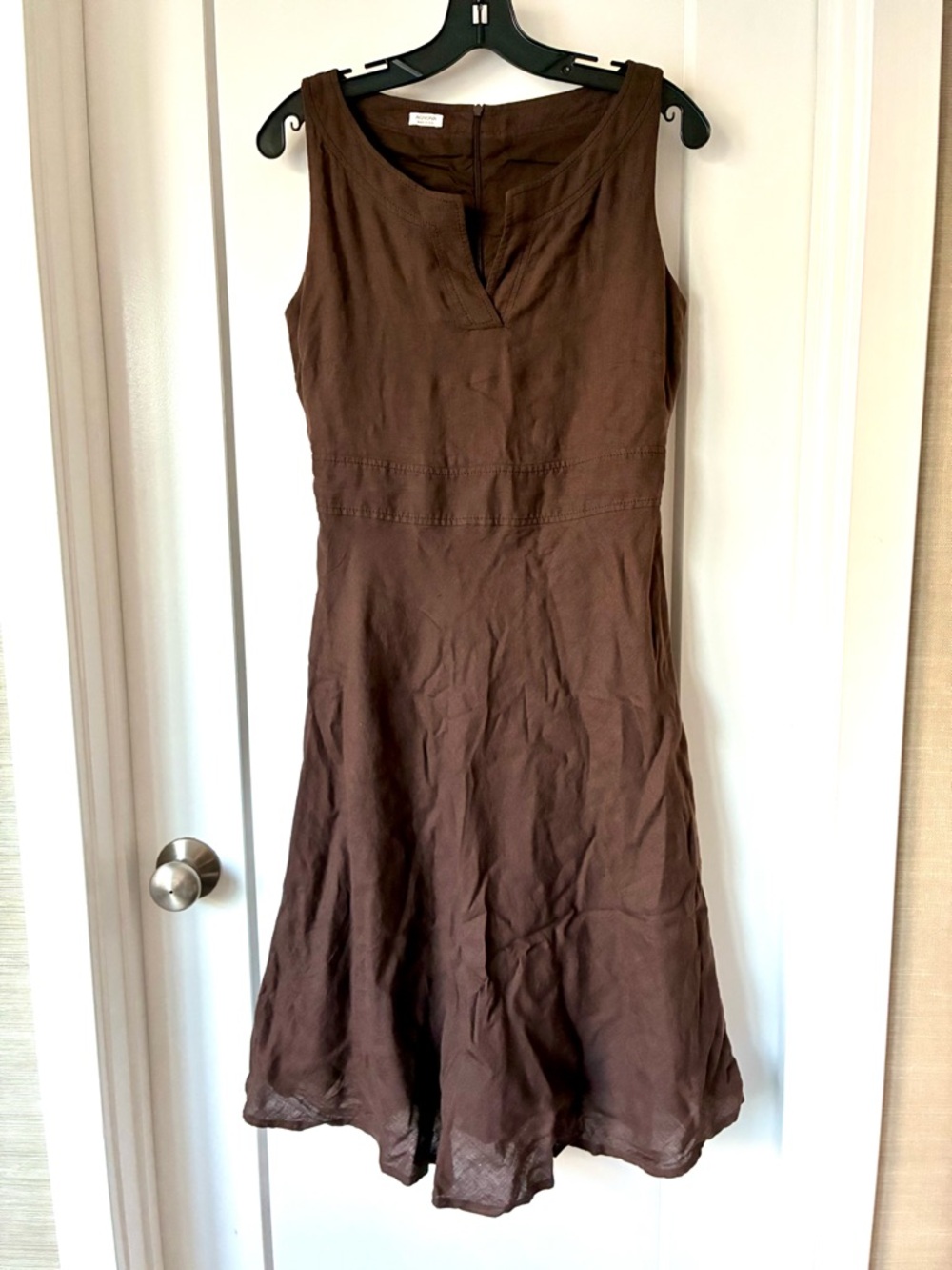 Agnona Sleeveless Brown A-Line Linen Dress